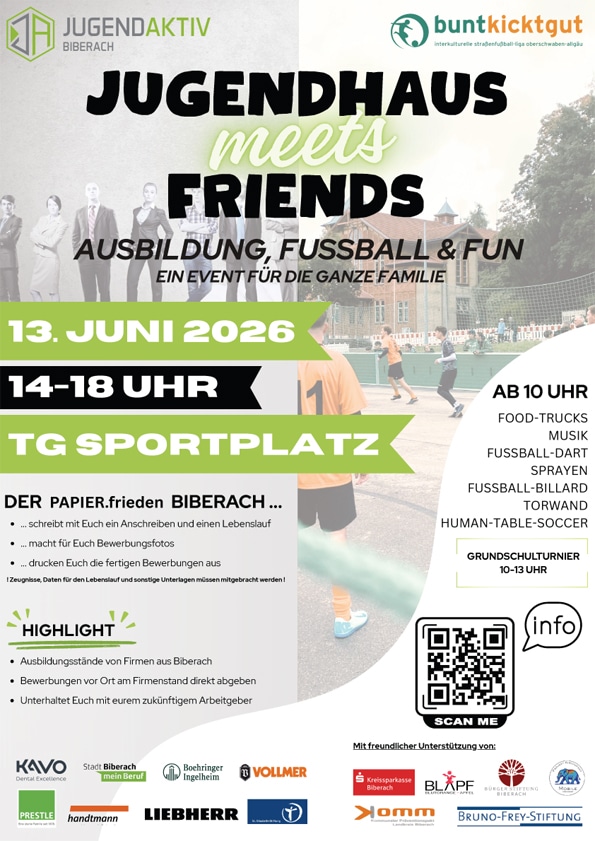 Jugendaktiv - Biberach an der Riss | Jugendhaus meets Friends - Ausbildung trifft Fußball-Feeling
